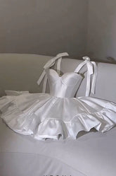 MyChic Short White Sweet 16 Birthday Outfits A line Satin Homecoming Dress
